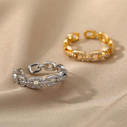 EverTwist™ Geometric Zircon Open Ring – Timeless Sparkle, Modern Love